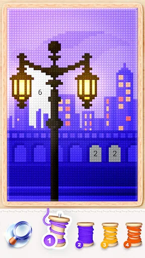 Completed cross-stitch art